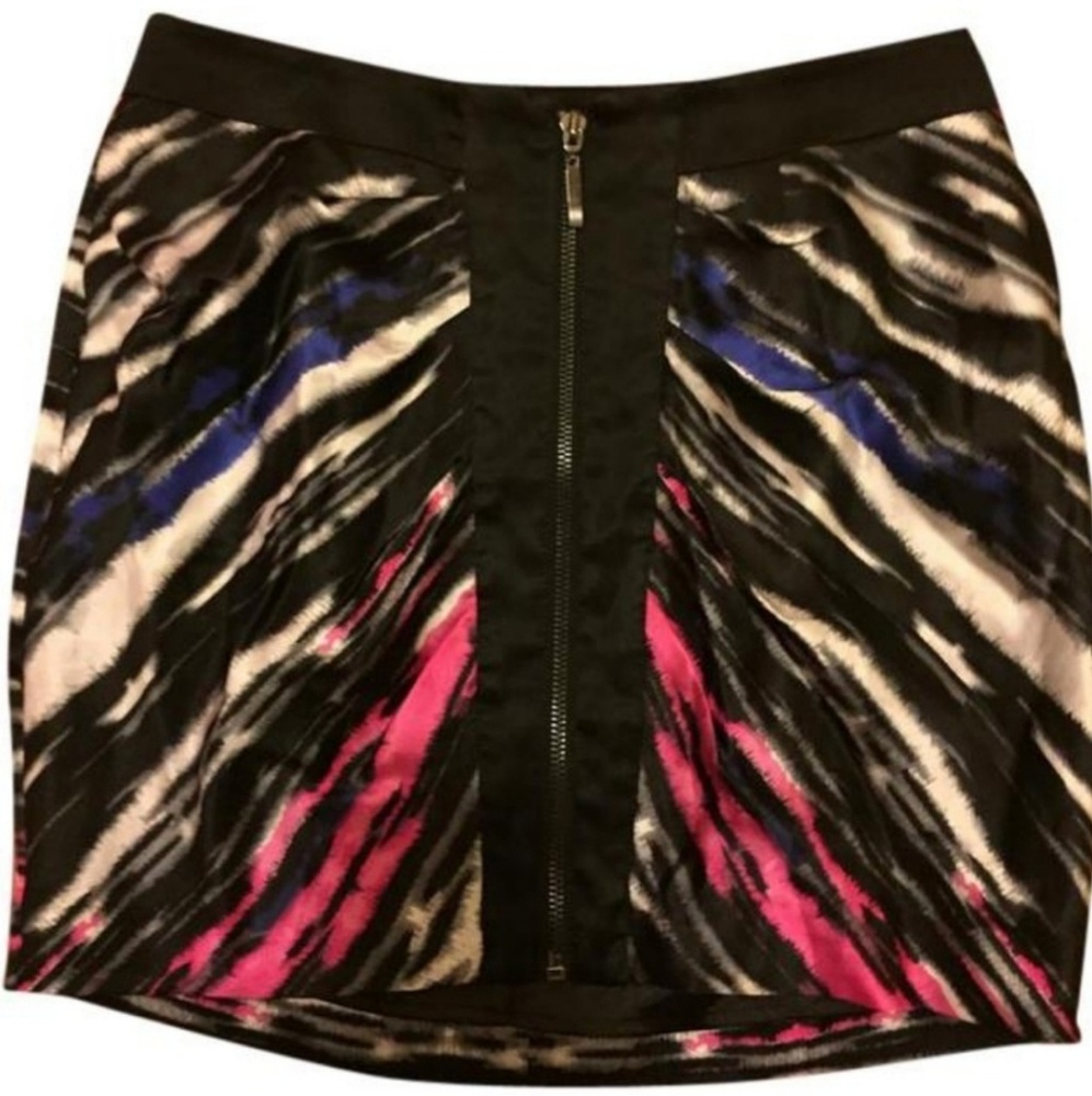 [bebe] Silk Multicolor Zebra Print Mini-Skirt